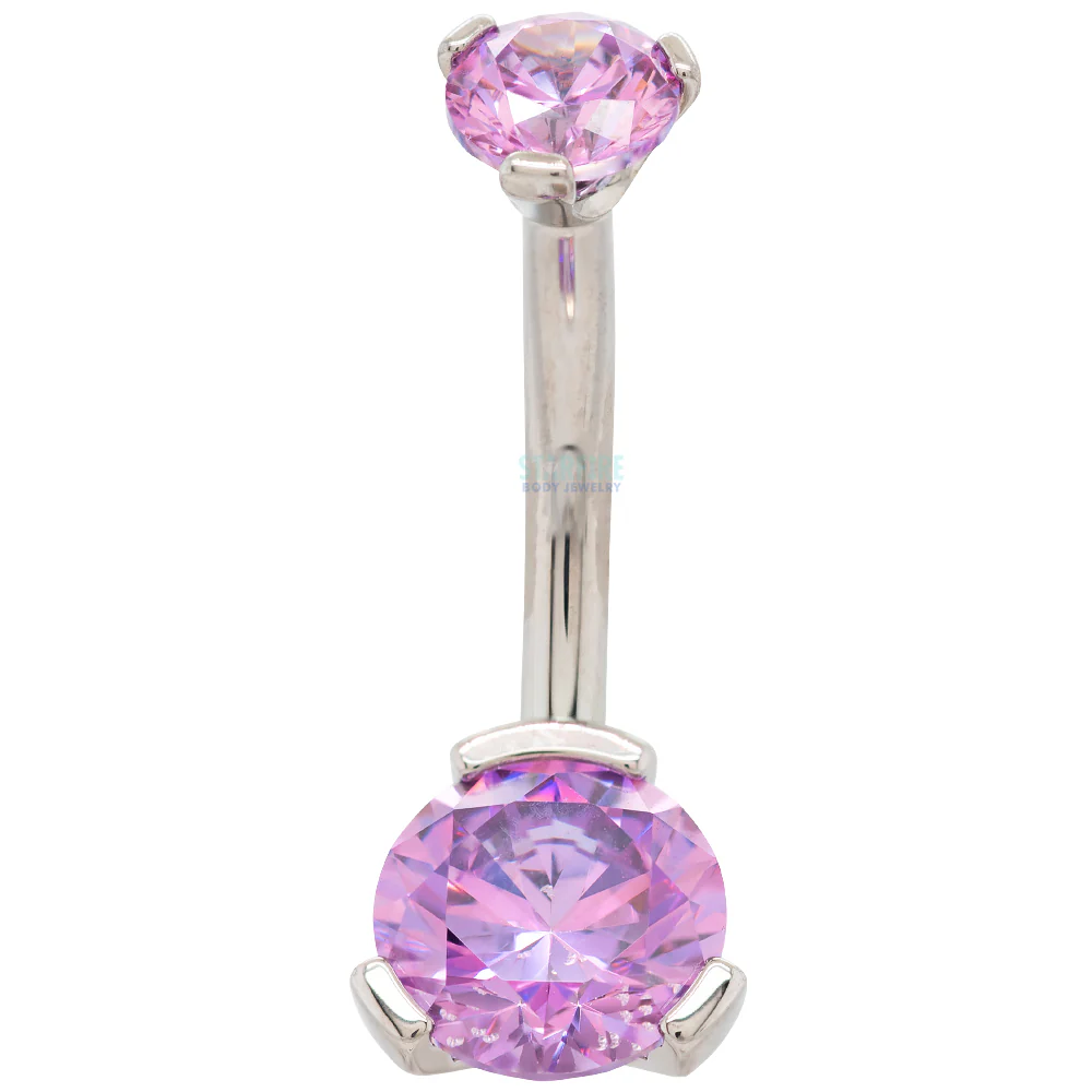 3 Prong-Set Faceted Gem Navel Curve - Image 8