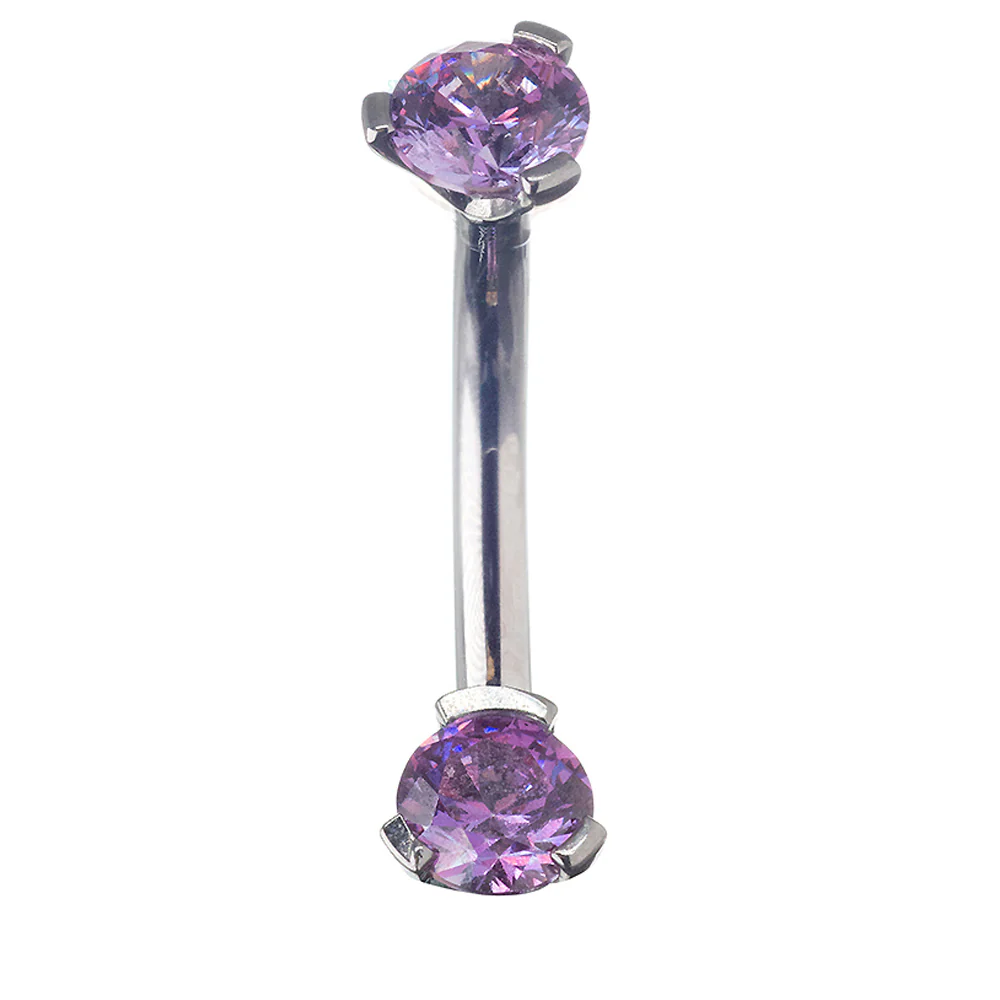 3 Prong-Set Faceted Gem Navel Curve - Image 9