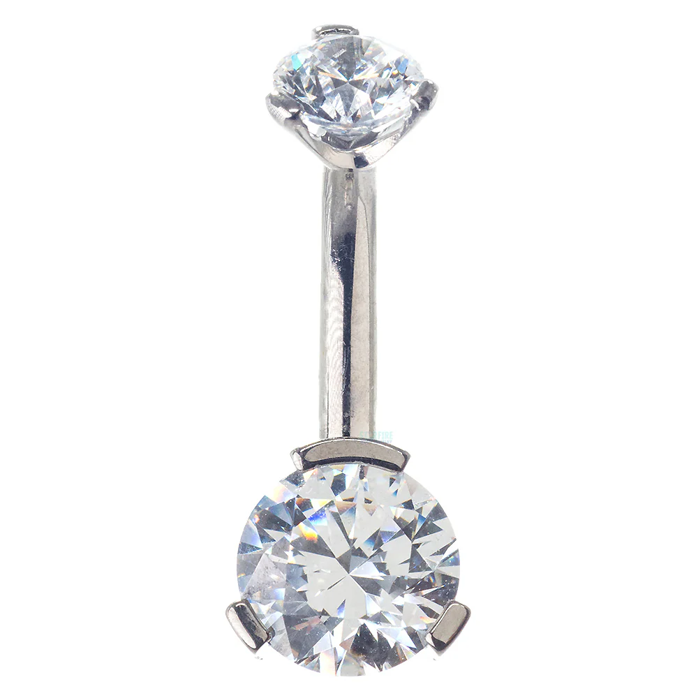 3 Prong-Set Faceted Gem Navel Curve - shorter shaft (5/16") - Image 4