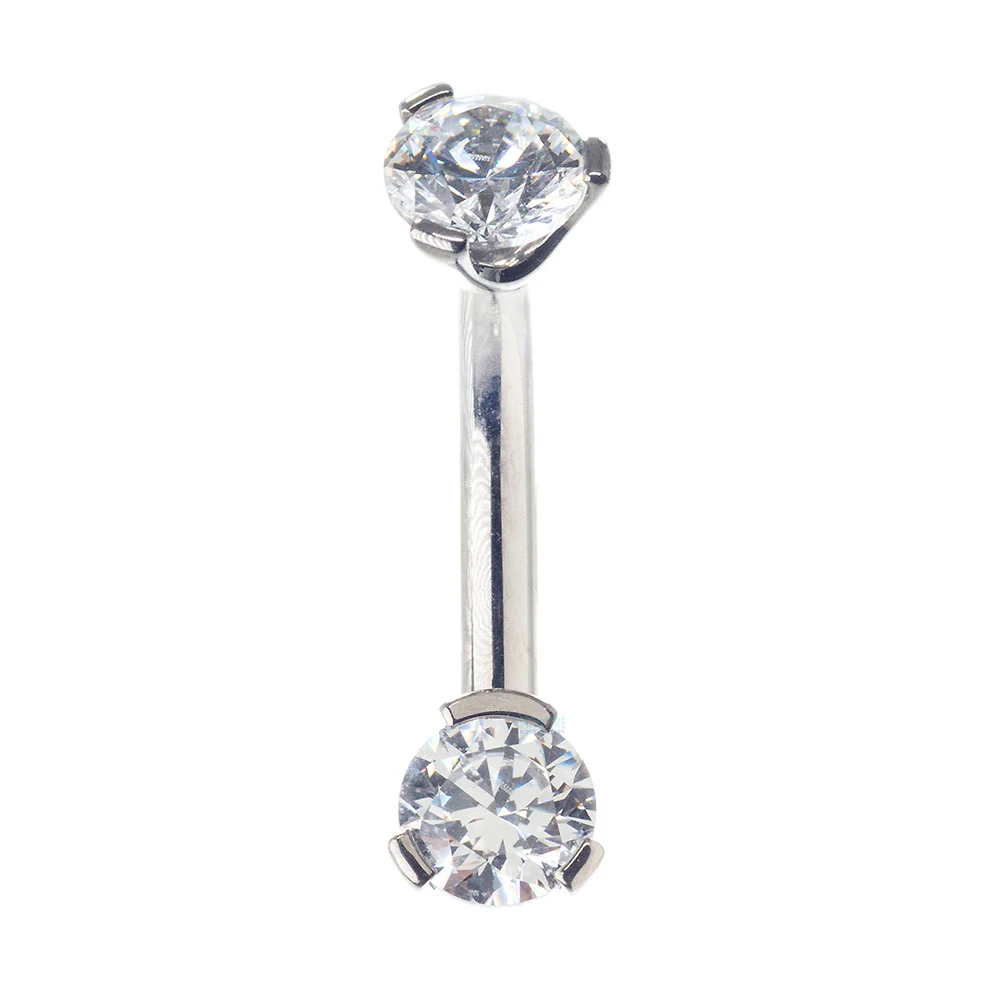 3 Prong-Set Faceted Gem Navel Curve - shorter shaft (5/16") - Image 5