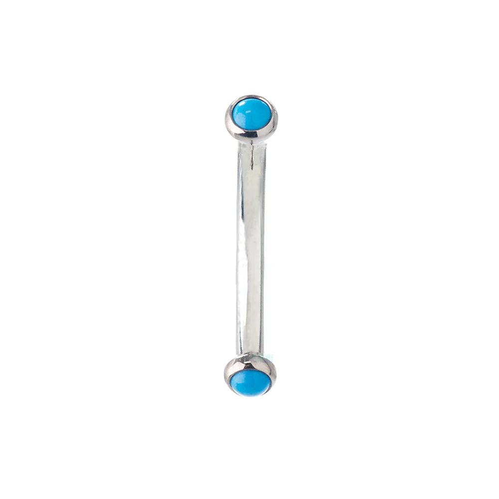 Natural Stone Cabochons in Bezel Curved Barbell - Image 12