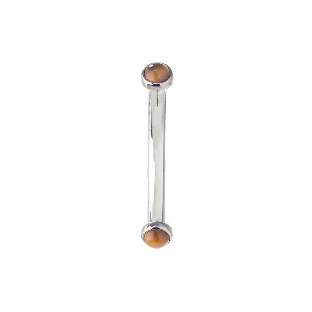 Natural Stone Cabochons in Bezel Curved Barbell - Image 3