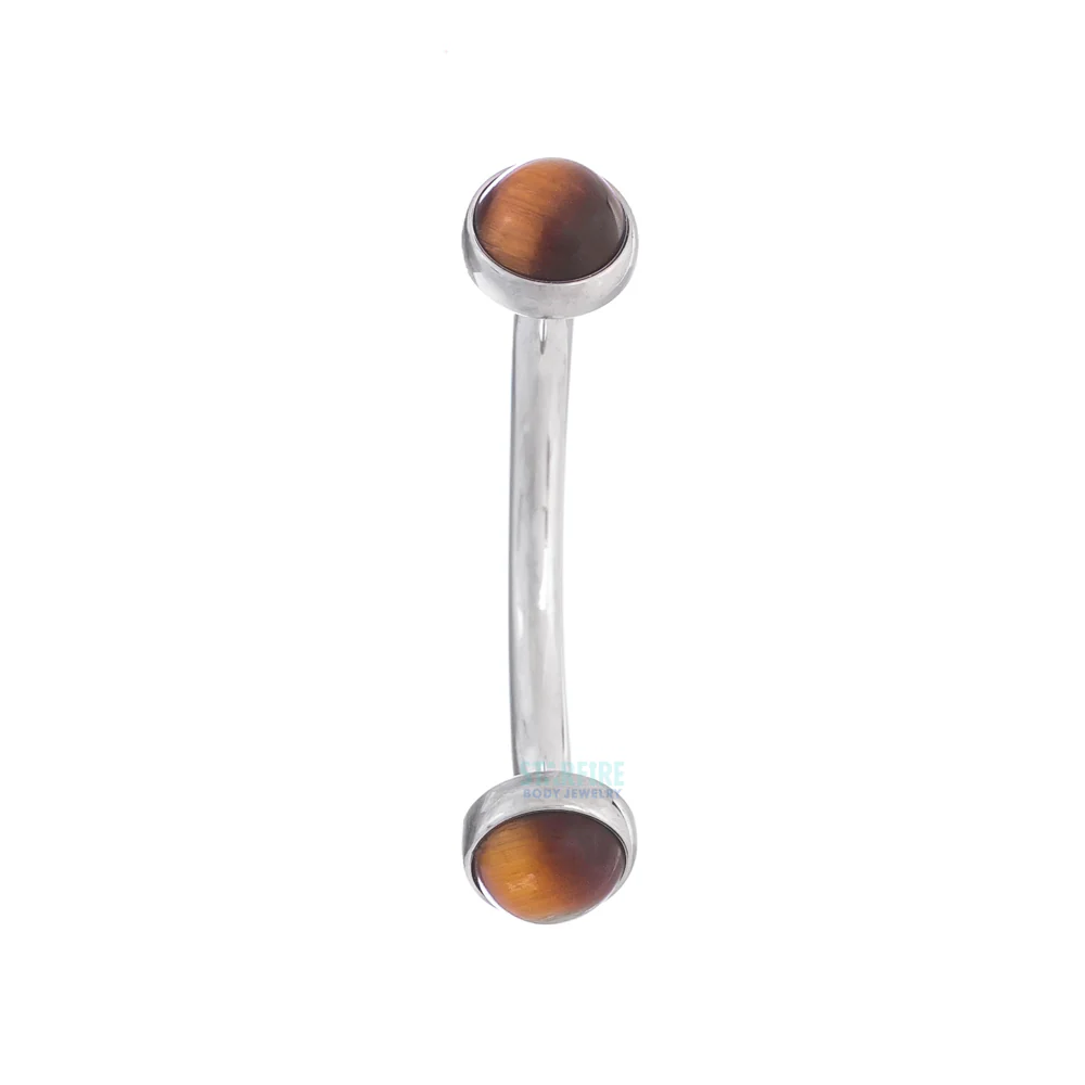 Natural Stone Cabochons in Bezel Curved Barbell - Image 4