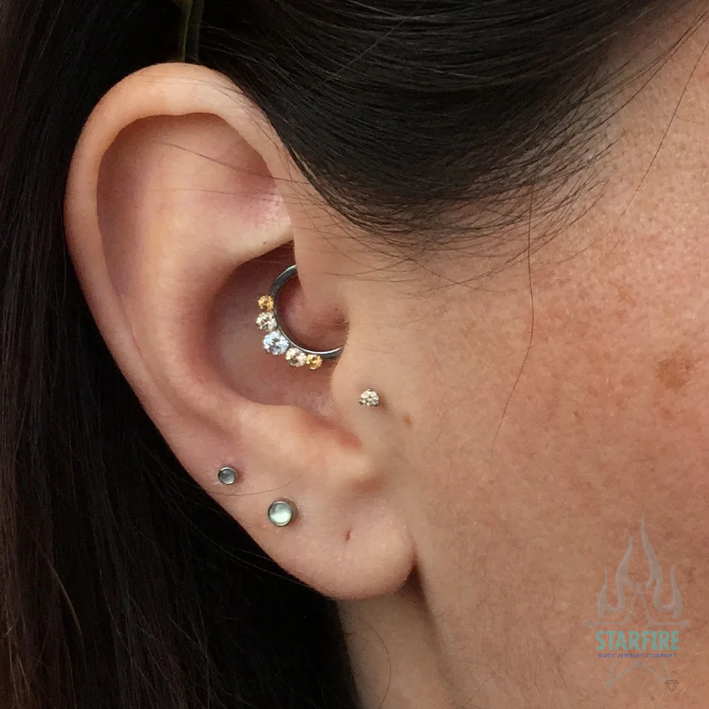 "Odyssey" Clicker #6 with 5 Graduated Faceted Gems - 5/16" post (longer) - custom color combos - Image 3