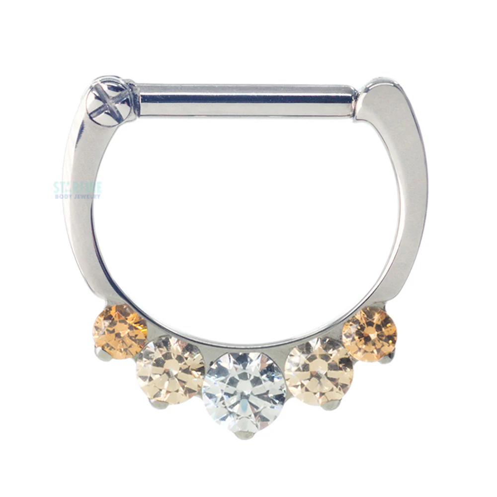 "Odyssey" Clicker #6 with 5 Graduated Faceted Gems - 5/16" post (longer) - custom color combos - Image 5