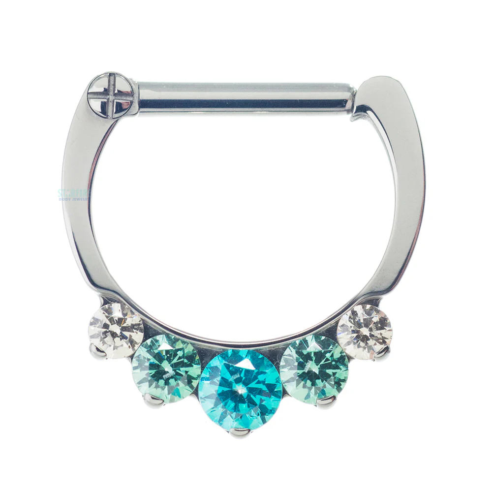 "Odyssey" Clicker #6 with 5 Graduated Faceted Gems - 5/16" post (longer) - custom color combos - Image 6