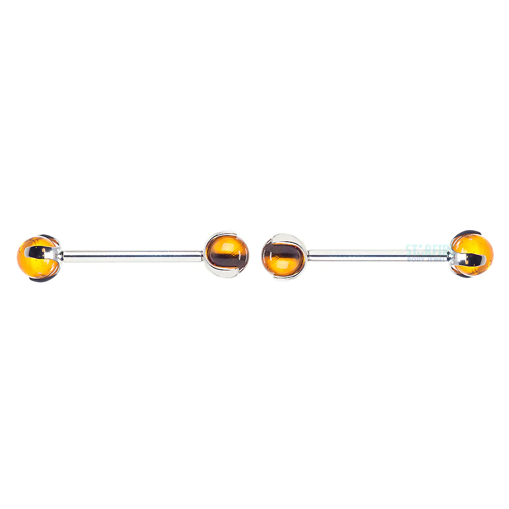 Natural Stone Ball in Prong's Nipple Barbells - Image 10