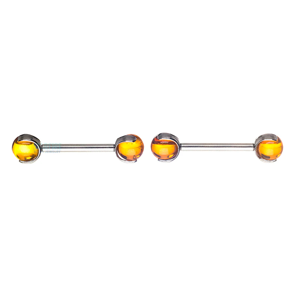 Natural Stone Ball in Prong's Nipple Barbells - Image 11