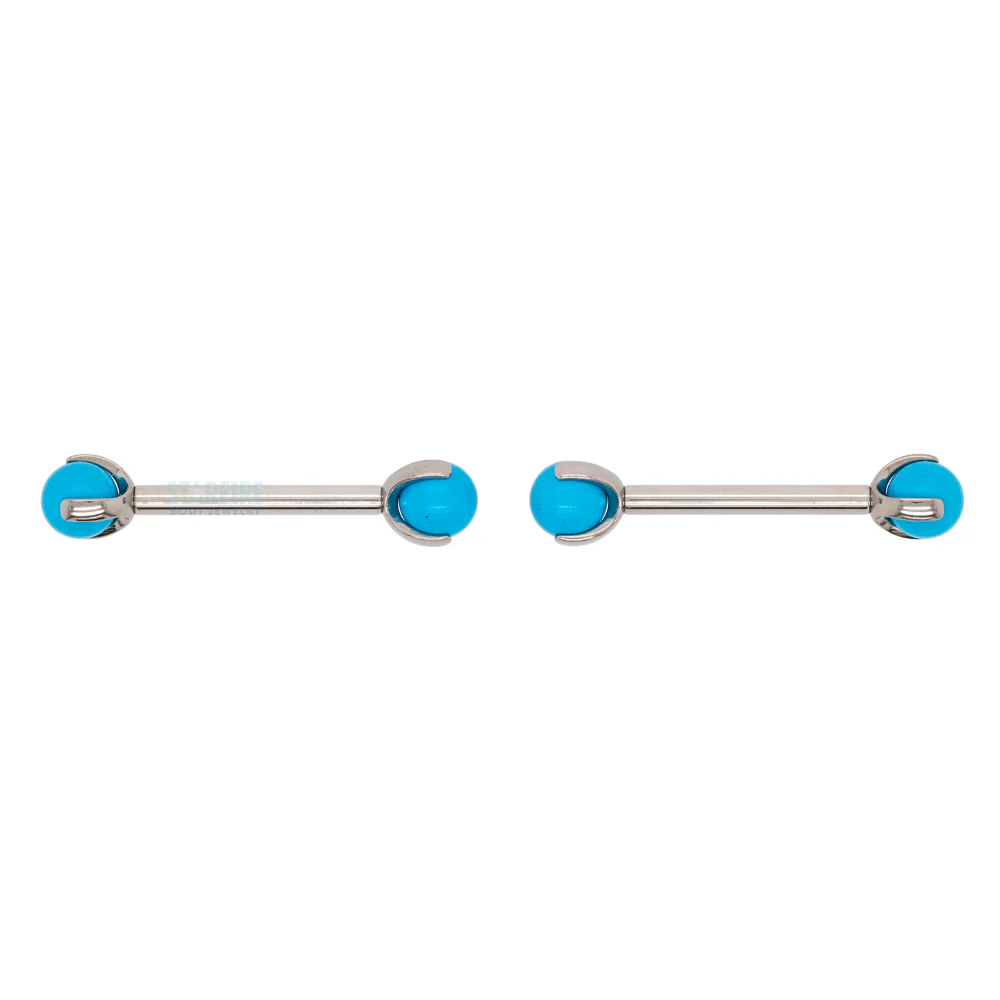 Natural Stone Ball in Prong's Nipple Barbells - Image 12