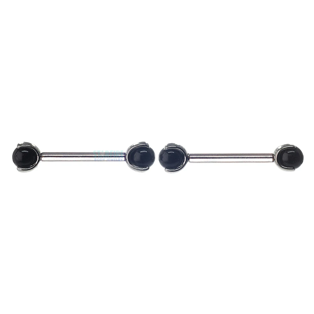 Natural Stone Ball in Prong's Nipple Barbells - Image 14
