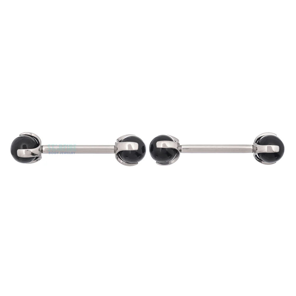 Natural Stone Ball in Prong's Nipple Barbells - Image 15