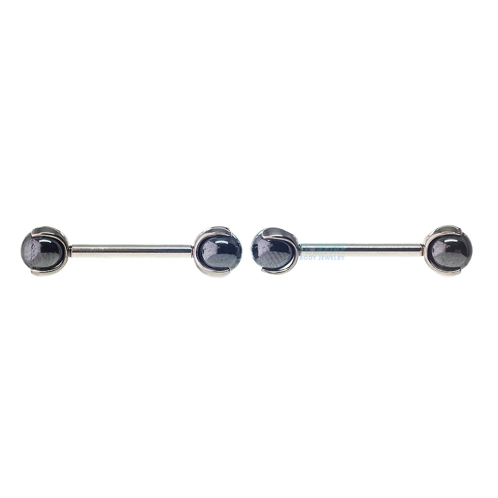Natural Stone Ball in Prong's Nipple Barbells - Image 17