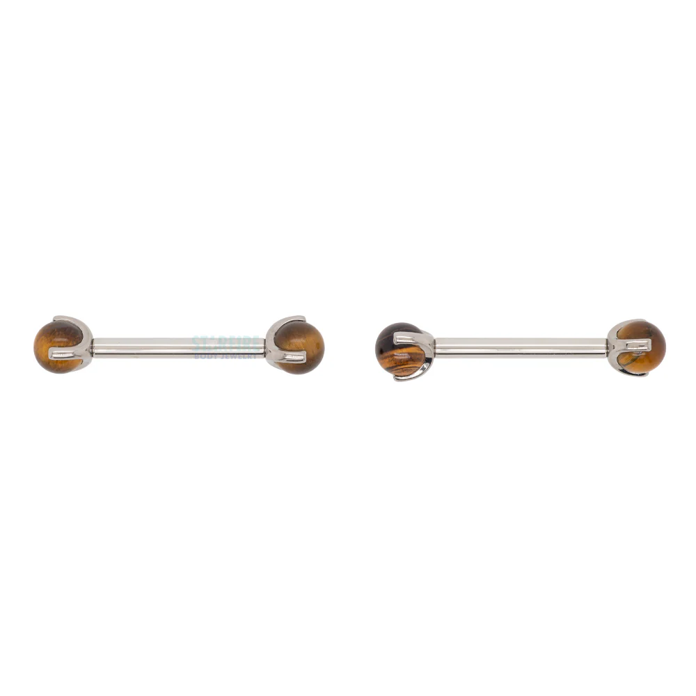 Natural Stone Ball in Prong's Nipple Barbells - Image 18