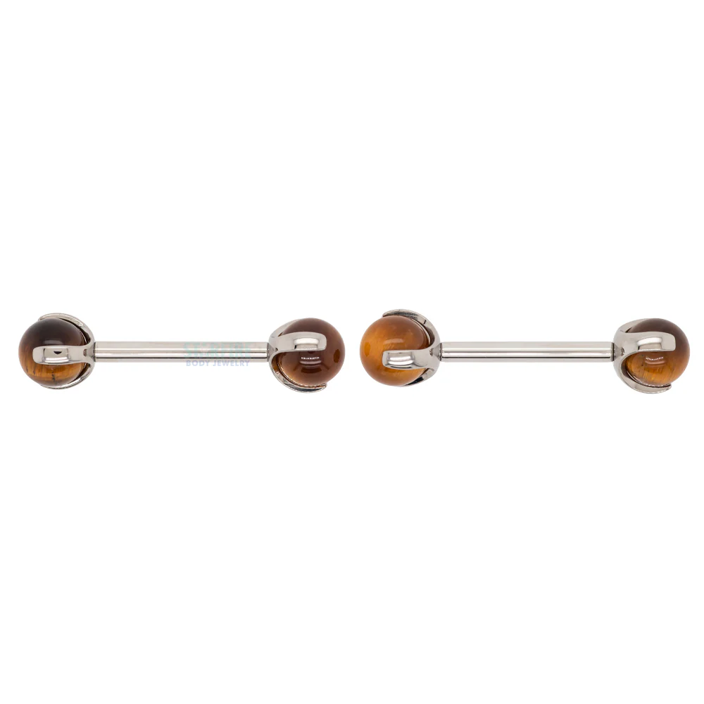 Natural Stone Ball in Prong's Nipple Barbells - Image 19