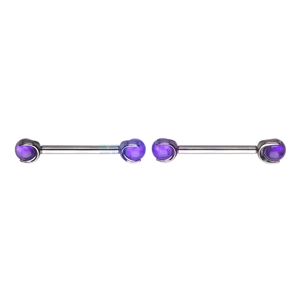 Natural Stone Ball in Prong's Nipple Barbells - Image 4
