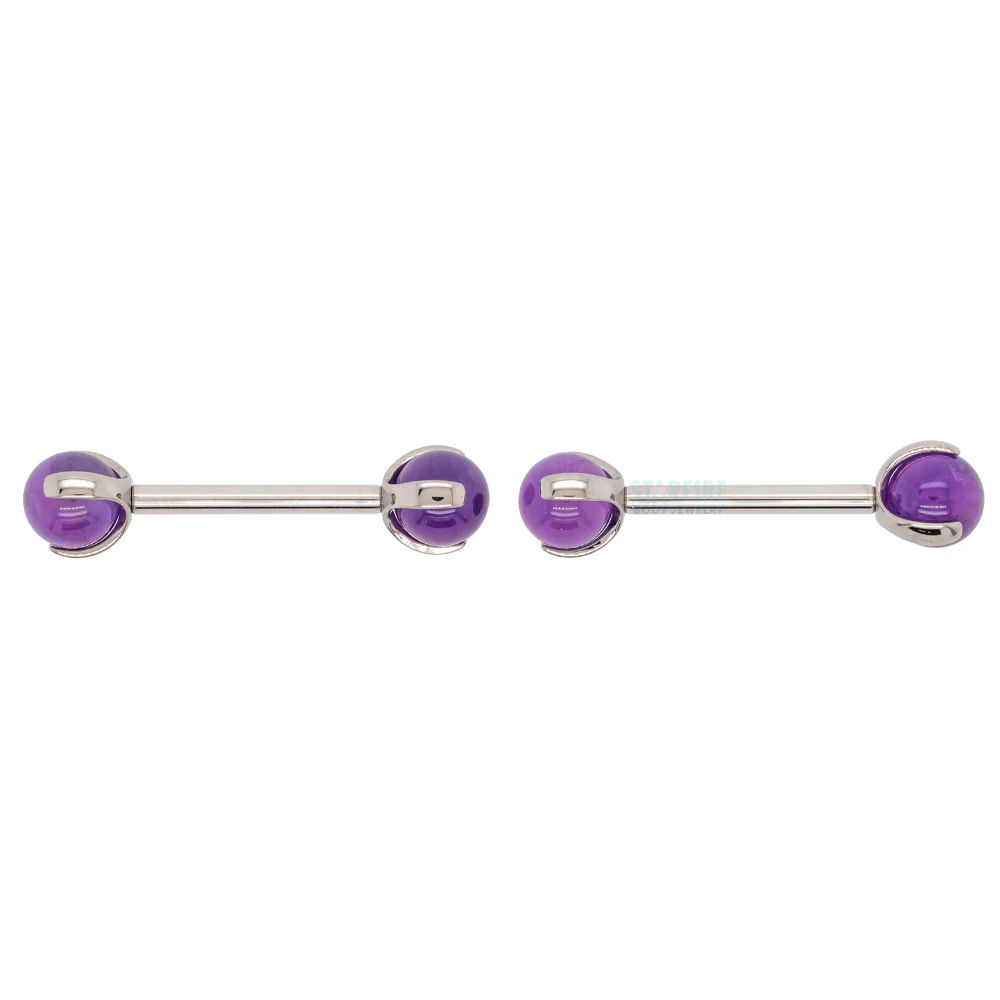 Natural Stone Ball in Prong's Nipple Barbells - Image 5