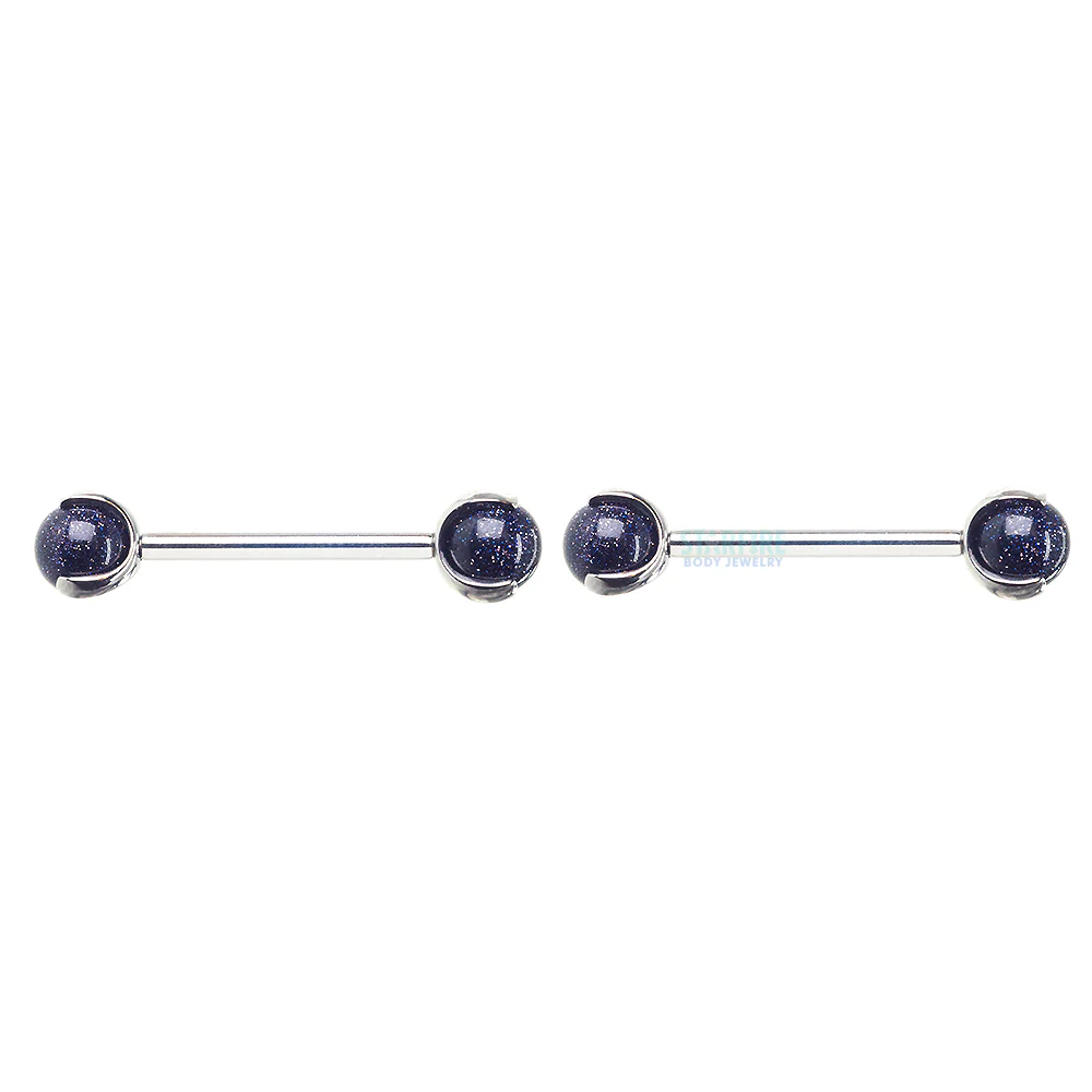 Natural Stone Ball in Prong's Nipple Barbells - Image 6