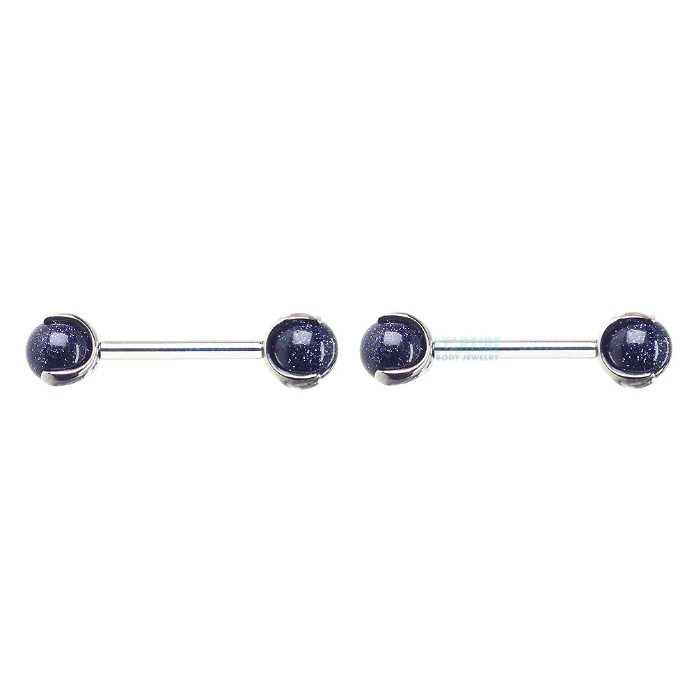 Natural Stone Ball in Prong's Nipple Barbells - Image 7