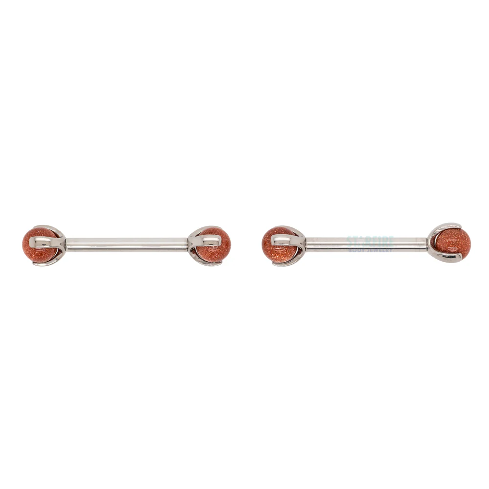 Natural Stone Ball in Prong's Nipple Barbells - Image 8