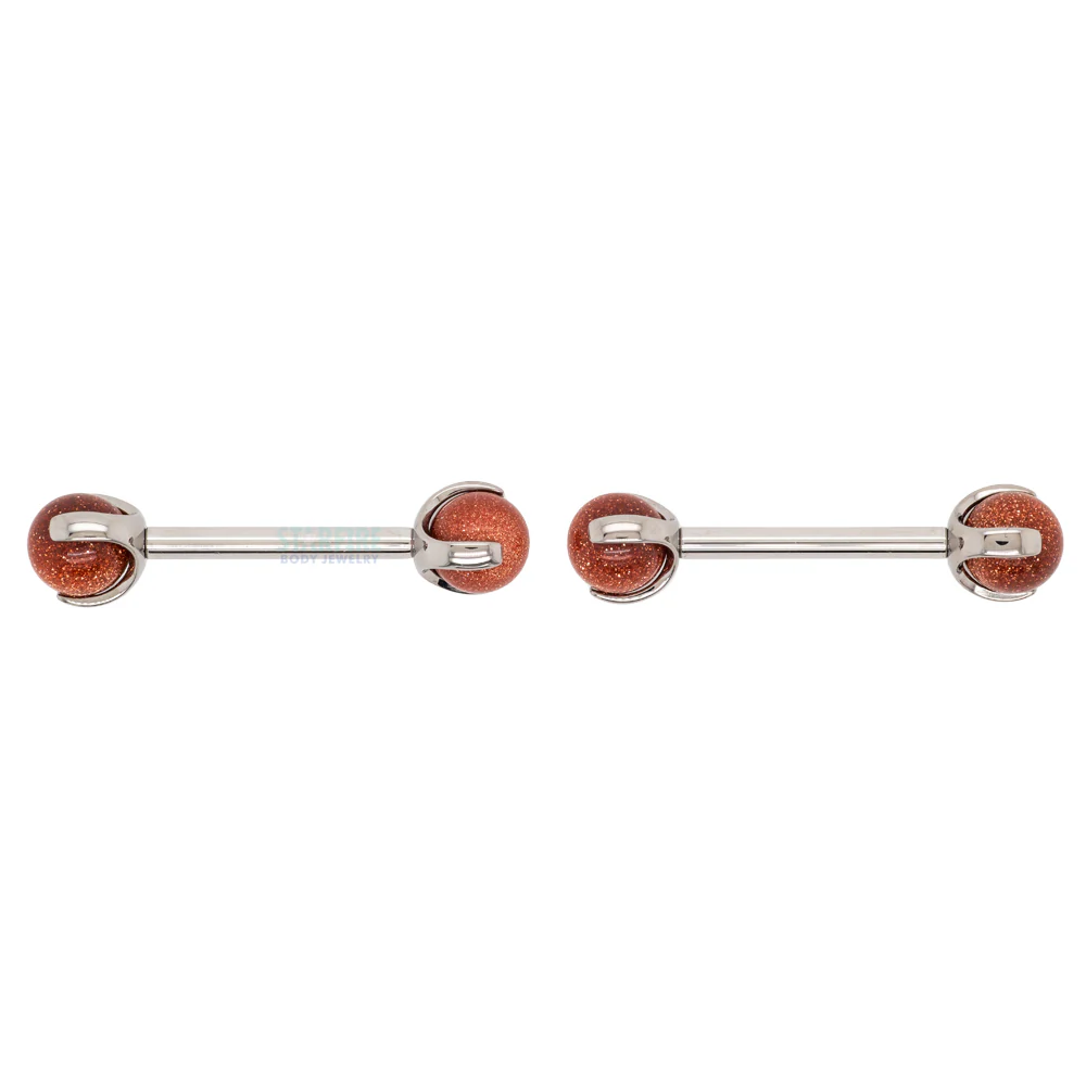 Natural Stone Ball in Prong's Nipple Barbells - Image 9