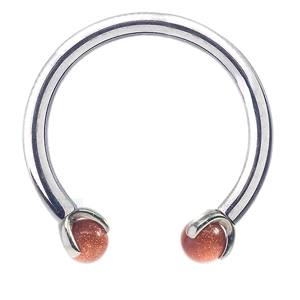 Circular Barbell with Natural Stone Balls in Prong's - Image 11