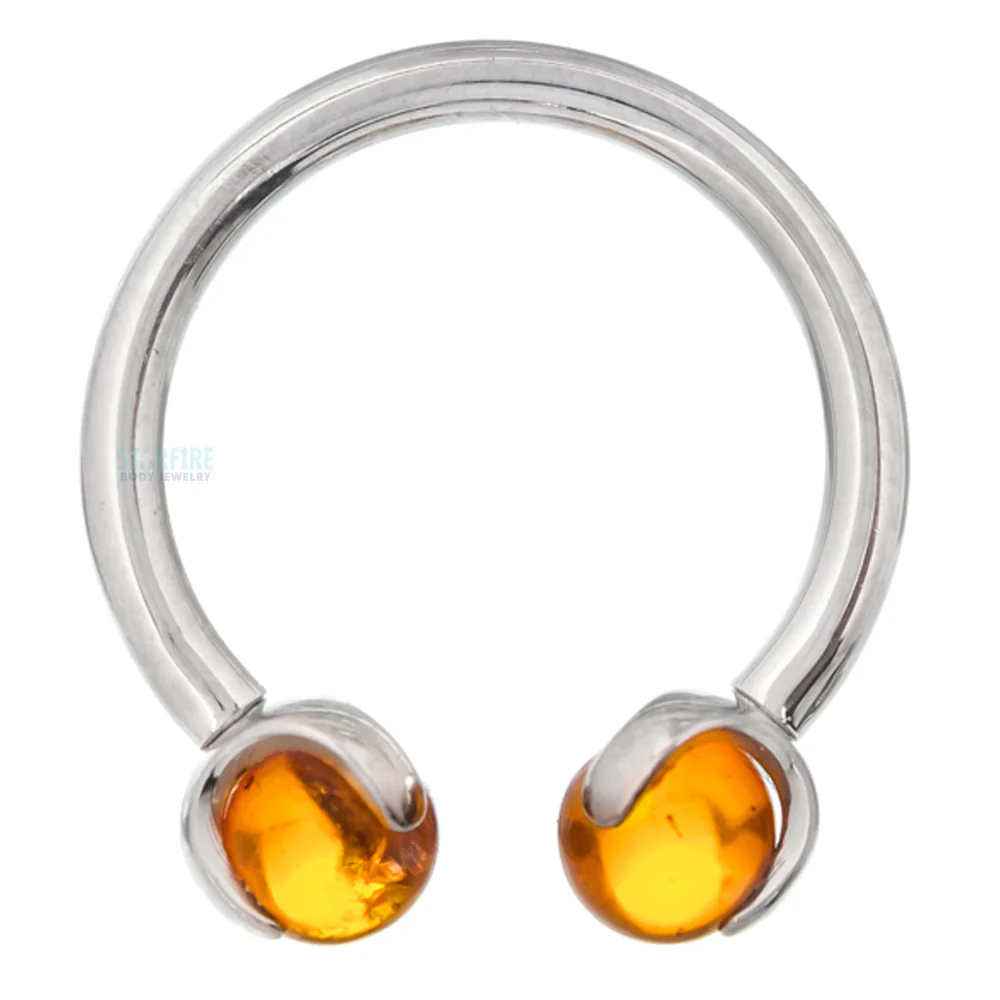 Circular Barbell with Natural Stone Balls in Prong's - Image 14