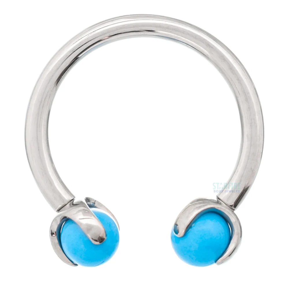 Circular Barbell with Natural Stone Balls in Prong's - Image 16