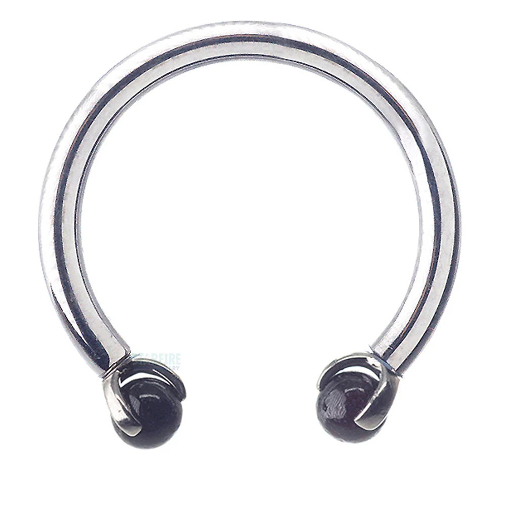 Circular Barbell with Natural Stone Balls in Prong's - Image 17