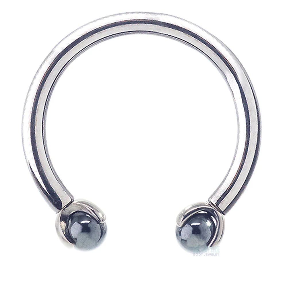 Circular Barbell with Natural Stone Balls in Prong's - Image 19