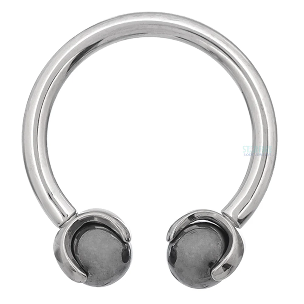 Circular Barbell with Natural Stone Balls in Prong's - Image 20