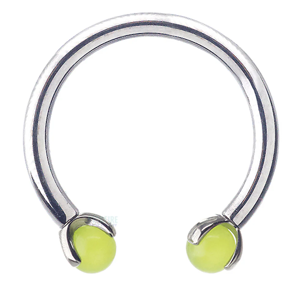 Circular Barbell with Natural Stone Balls in Prong's - Image 5