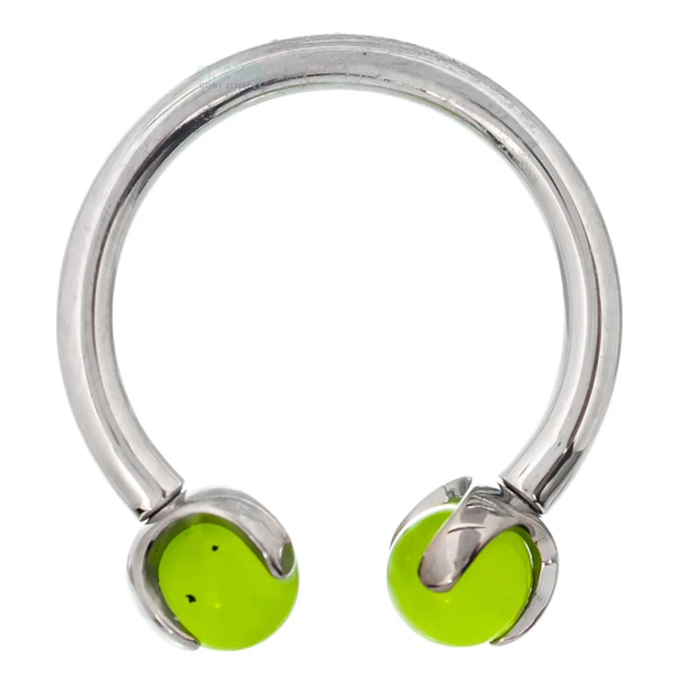 Circular Barbell with Natural Stone Balls in Prong's - Image 6