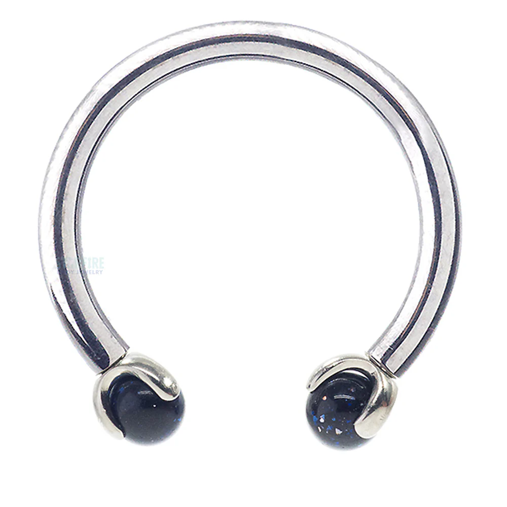 Circular Barbell with Natural Stone Balls in Prong's - Image 9