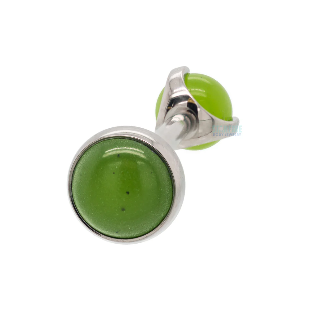 Natural Stone Cabochon & Ball in Prong's Tongue Barbell - Image 7