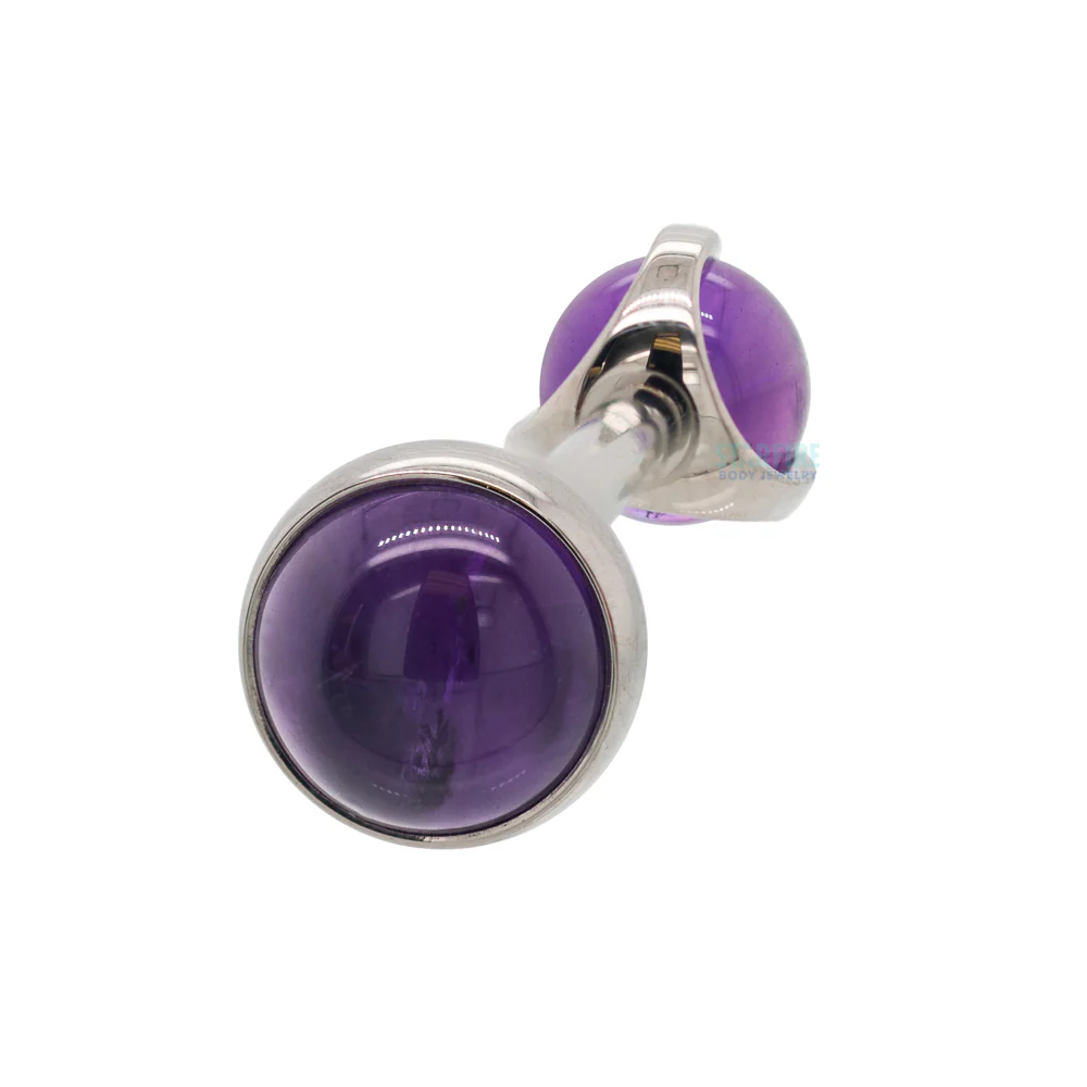 Natural Stone Cabochon & Ball in Prong's Tongue Barbell - Image 8