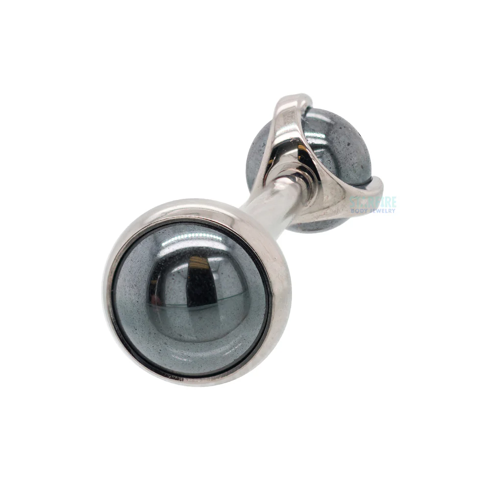 Natural Stone Cabochon & Ball in Prong's Tongue Barbell - Image 9