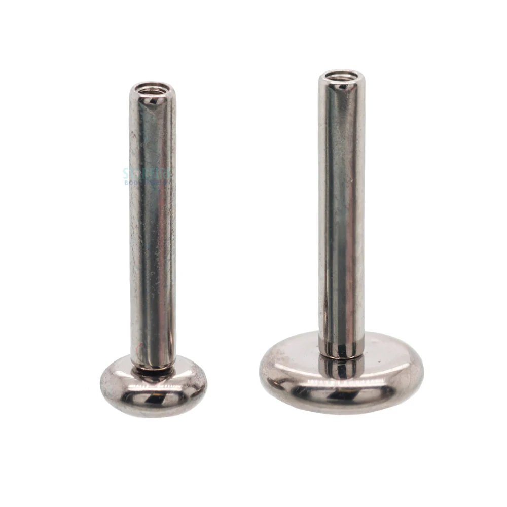 Stainless Steel Threaded Flatback / Labret Post / Straight Barbell End with Threaded Disk - Image 4