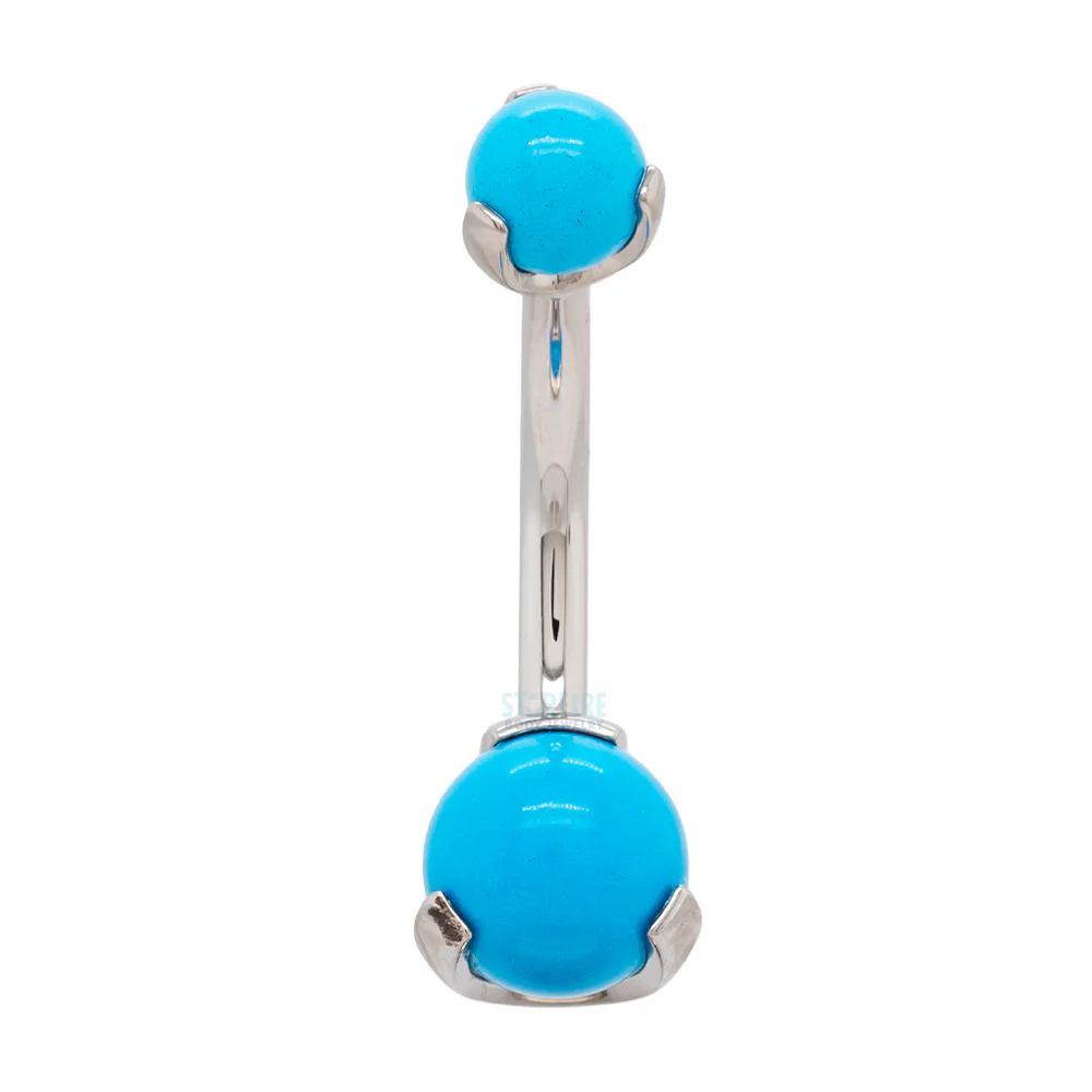 Stone Ball Navel Curve in Prong Setting - Image 7