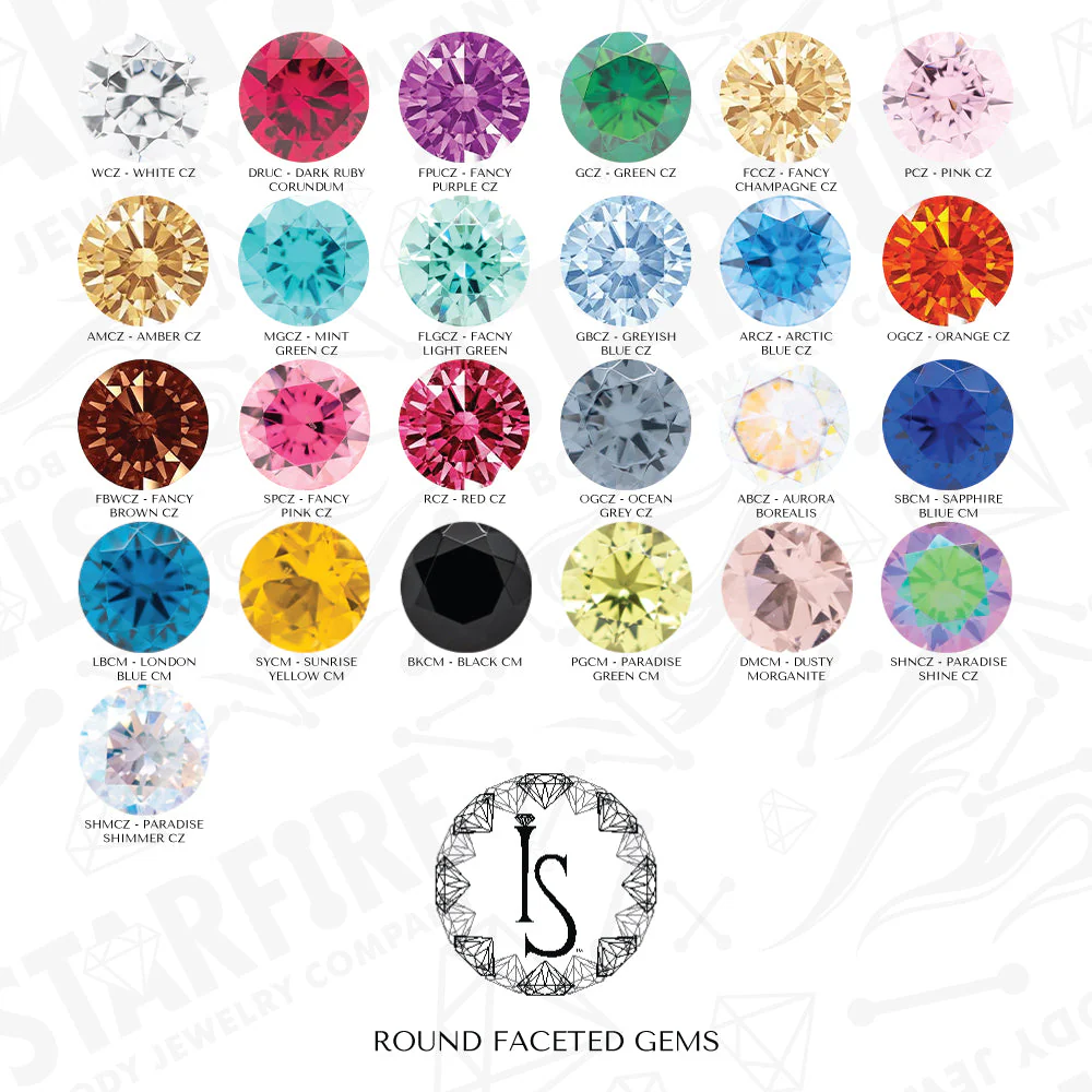 "Odyssey" Clicker #6 with 5 Graduated Faceted Gems - 5/16" post (longer) - custom color combos - Image 4