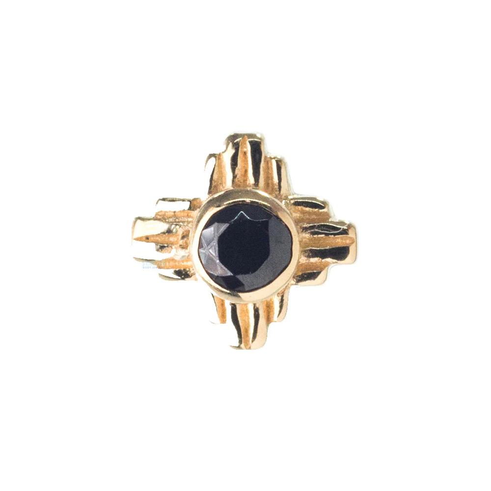 "Zia" Small Faceted Gem Threaded End in Gold - Image 11