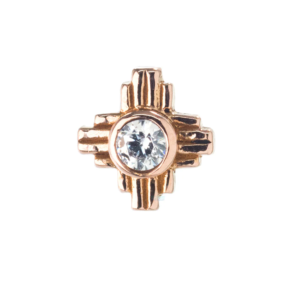 "Zia" Small Faceted Gem Threaded End in Gold - Image 6