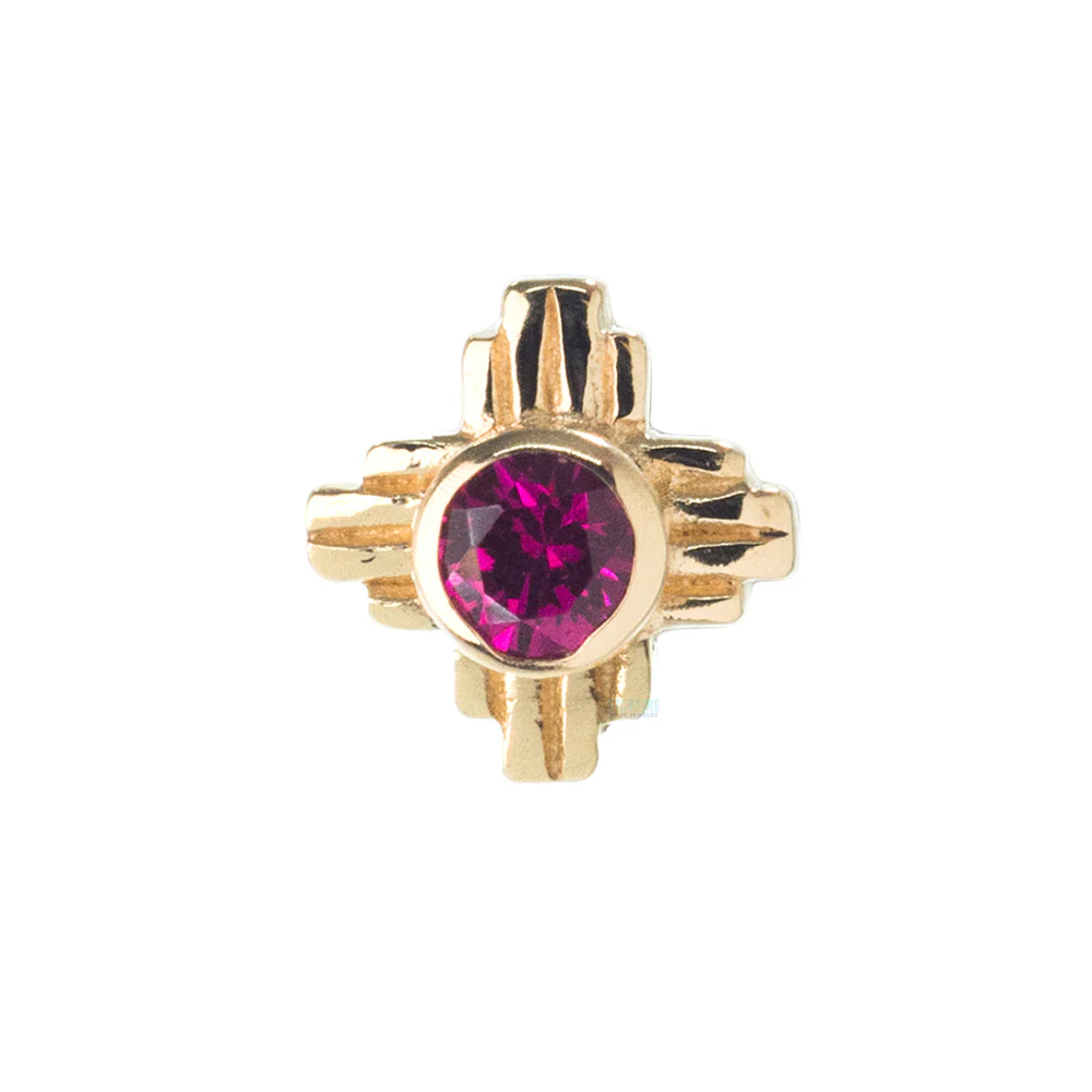 "Zia" Small Faceted Gem Threaded End in Gold - Image 8