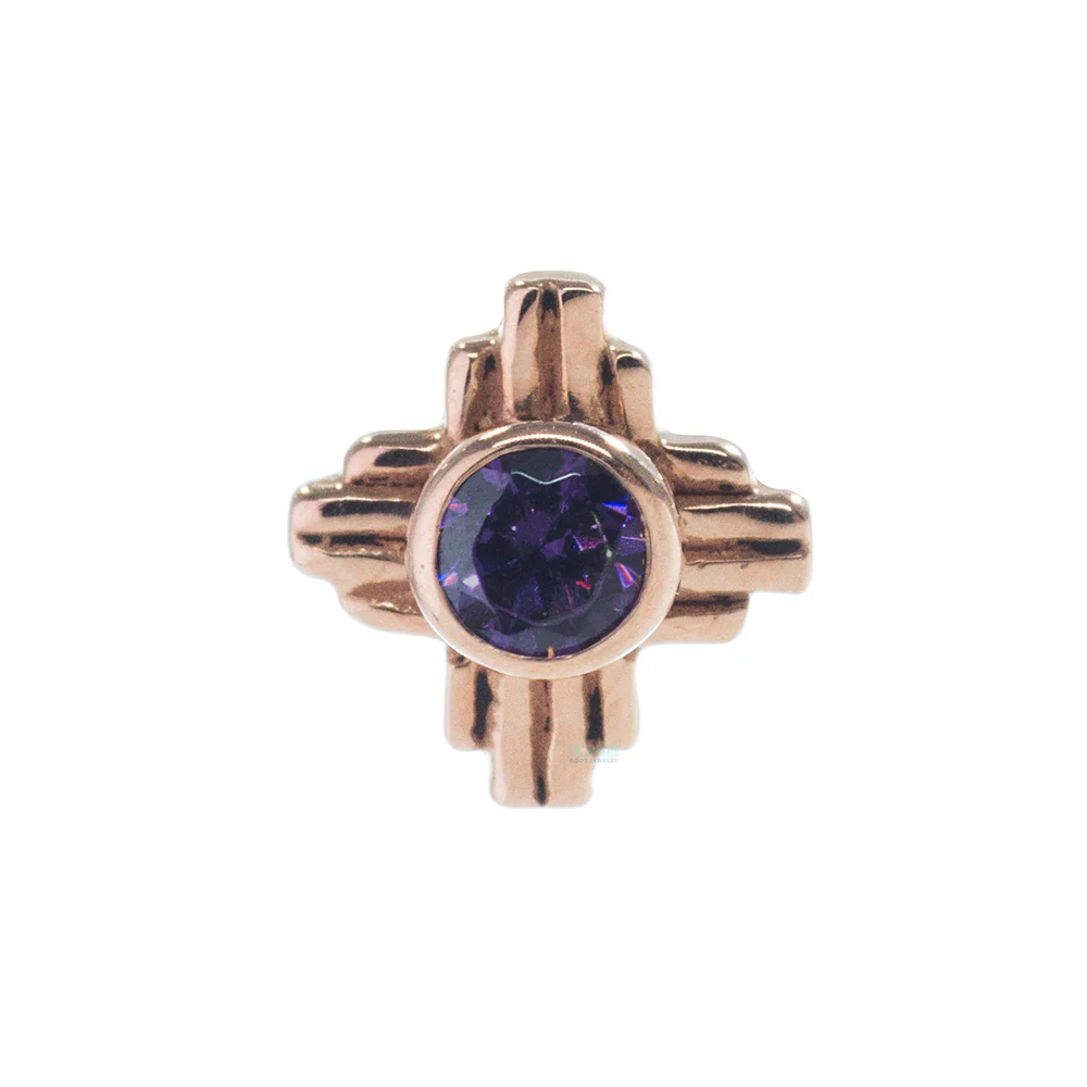 "Zia" Small Faceted Gem Threaded End in Gold - Image 9