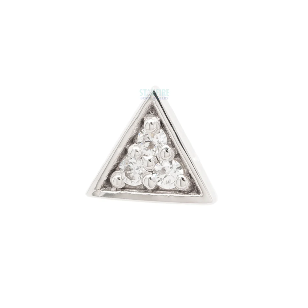 Micro Pave Triangle Threaded End in Gold with White CZ's - Image 3