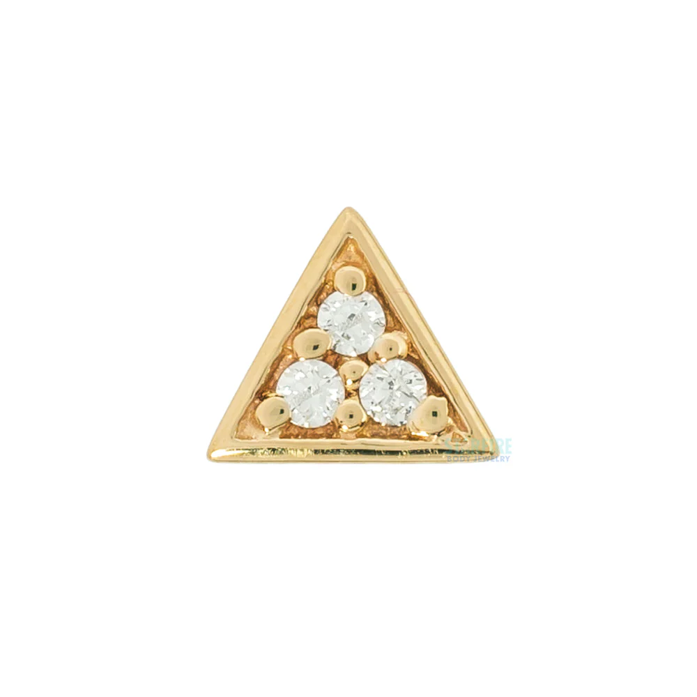 Micro Pave Triangle Threaded End in Gold with White CZ's - Image 4