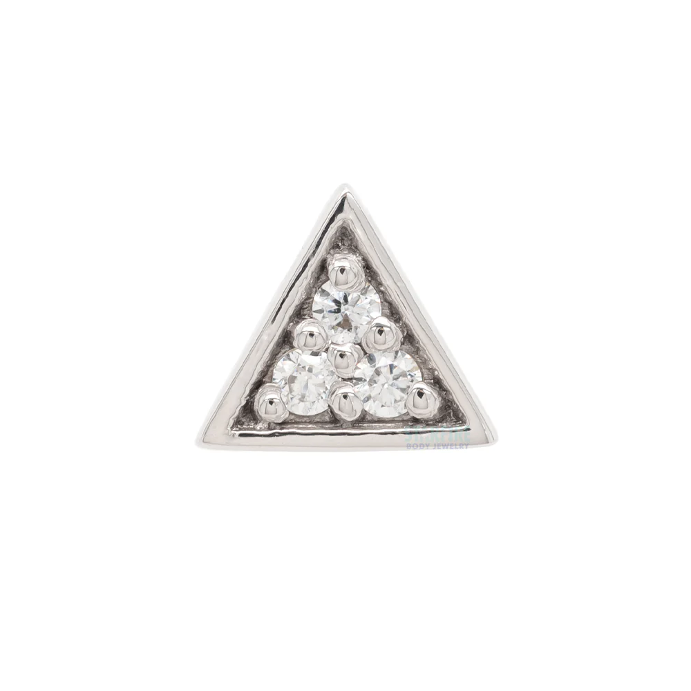 Micro Pave Triangle Threaded End in Gold with White CZ's - Image 5