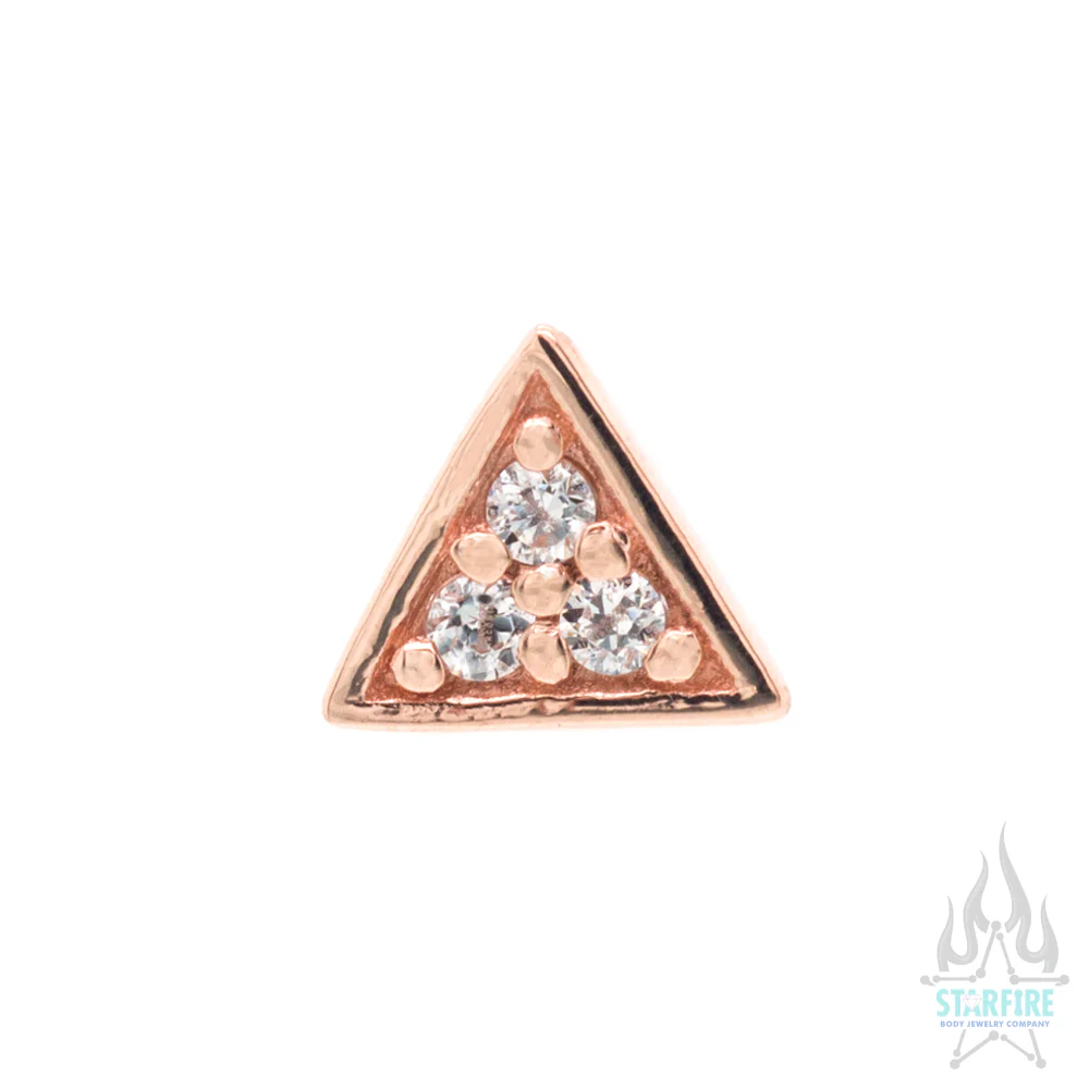 Micro Pave Triangle Threaded End in Gold with White CZ's - Image 6