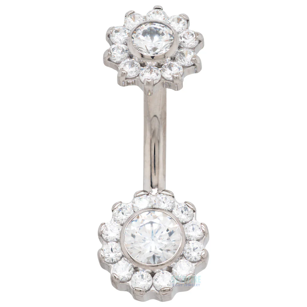 Prong-Set Faceted Gem Odyssey Flower Navel Curve - Image 3