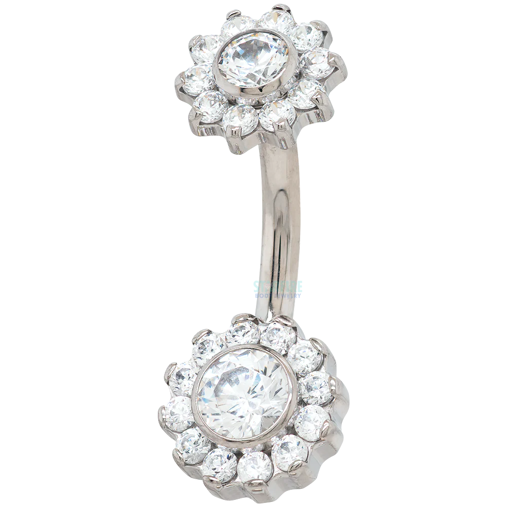 Prong-Set Faceted Gem Odyssey Flower Navel Curve - Image 4