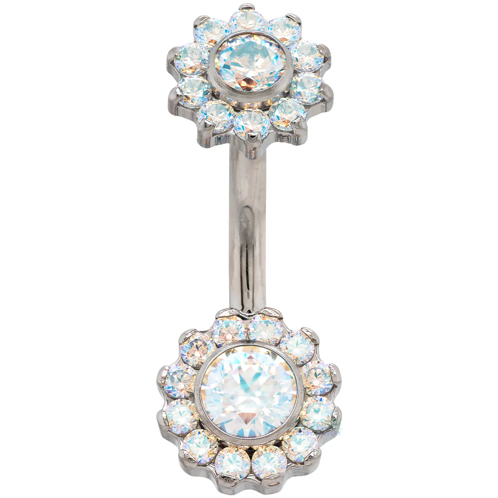 Prong-Set Faceted Gem Odyssey Flower Navel Curve - Image 5